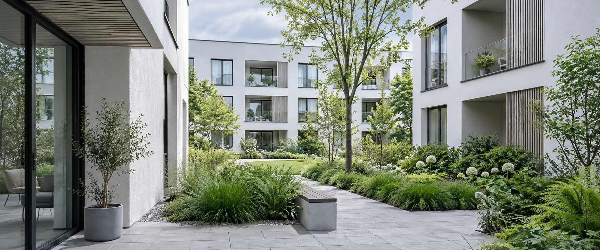 Moderne Wohnarchitektur – bestehendes KI-generiertes Motiv